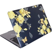 Duca Store MacBook Air M1 Kılıfı 13.3 Inç A2337 A2179 A1932 Uyumlu Kristal Parlak Çiçek Desenli Sert Kapak Hard Case Koruyucu Kılıf Uv Baskılı Çizilme Önleyici Laptop Kılıfı Sarı