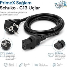 Duca Store PX-P418 1.5 Metre Lüks Power Kablosu, 3x1.5mm Kalın Full Bakır Psu Güç Kablosu, Pc Power Supply Monitör Mining Sistemleri Için Siyah Enerji Kablosu