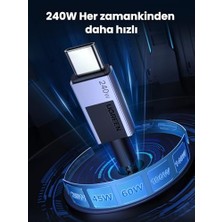 Duca Store Usb-C To Usb-C 240W Pd Hızlı Şarj Kablosu, Uzay Grisi, 2m, 45068