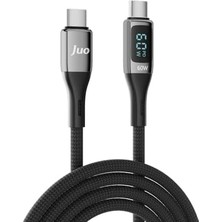 Duca Store 60W Dijital LED Ekranlı Örgülü USB Type-C To Type-C Hızlı Şarj ve Data Kablosu 2 Metre