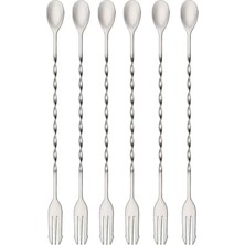 Duca Store 6 Adet 32 cm Çelik Çift Başlı Kokteyl Karıştırma Barmen Kaşığı CIN582-6