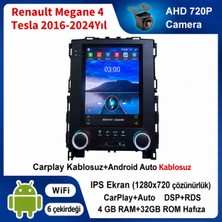 SBAID Conio Renault Megane 4 Tesla 2016-2024 Yıl uyumlu 4GB Ram 32GB Rom Hafıza Android Kablosuz Carplay Navigasyon Multimedya 9.7Inç Tesla Ekran Hediye görüş kamerası Hediye Çerçevesi 4+32tesla