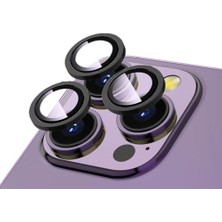 Duca Store Apple Ile Uyumlu iPhone 14 Pro 14 Pro Max Cl-12 Premium Safir Parmak Izi Bırakmayan Anti-Reflective Kamera Lens Koruyucu Siyah