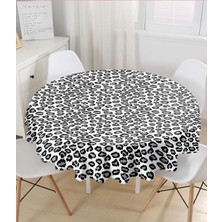 Rem Home Remhome Gri Zemin Üzerinde Geometrik Çizim Dijital Baskılı Modern Yuvarlak Masa Örtüsü - Çap 140CM 140 x 140 cm