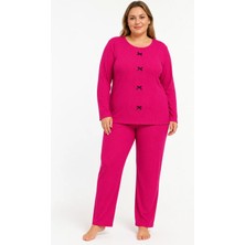 Sleeproom Büyük Beden Kaşkorse Mevsimlik Koyu Pembe Pijama Takımı