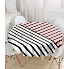 Rem Home Remhome Renkli Geometrik Desenli Mermer Motifli Dijital Baskılı Modern Yuvarlak Masa Örtüsü - Çap 140CM 140 x 140 cm