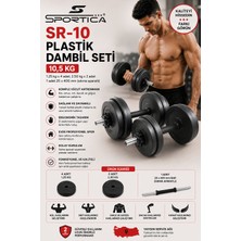 Sportica 10,5 kg Vinyl Dambıl Set Siyah Renk ile El Anatomisine Uygun Tasarım