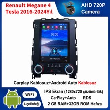 SBAID Conio Renault Megane 4 Tesla 2016-2024 Yıl uyumlu 2GB Ram 32GB Rom Hafıza Android Kablosuz Carplay Navigasyon Multimedya 9.7Inç Tesla Ekran Hediye görüş kamerası Hediye Çerçevesi 2+32tesla