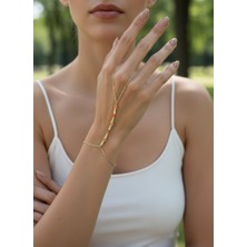 Valmont Accessories Kadın Gold Renk Turuncu Taş Detaylı Geometrik Şahmeran
