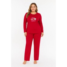 Sleeproom Büyük Beden Mevsimlik Great Things Desen Kırmızı Pijama Takımı