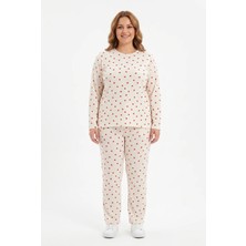 Sleeproom Büyük Beden Mevsimlik Pointiel Kalp Desen Pijama Takımı