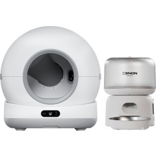 Xenon Smart Kameralı Kedi Tuvaleti ve Mama Kabı 2\'li Set | Wifi, 1080P, 72L Otomatik Kedi Tuvaleti, Mobil Kontrol, Paslanmaz Çelik Mama Kabı