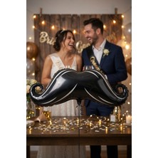 Dodomar Bride Groom Bekarlığa Veda Folyo Balon Siyah Bıyık Model 40 Inç 45X98 cm Parti Süsü