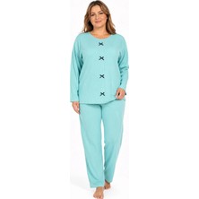 Sleeproom Büyük Beden Kaşkorse Mevsimlik Su Yeşili Pijama Takımı