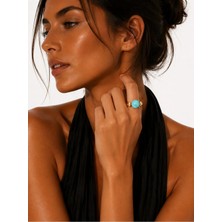 Lovecharm Tasarım Turkuaz Taş & Inci Detaylı Gold Yüzük ✨