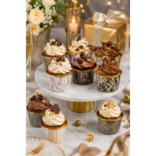 Dodomar Cupcake Kapsülü 24'lü Mermer Desenli Gold Varaklı Asetat Kutulu Kek ve Muffin Pişirme Kapsülü