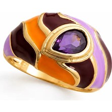 Poseidons Jewellery Aurelia Mor Turuncu Bordo Renk Geçişli Gold Statement Yüzük ✨