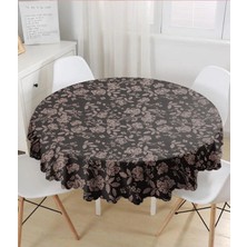Rem Home Remhome Özel Tasarım Gül Tasarımlı Dijital Baskılı Modern Yuvarlak Masa Örtüsü - Çap 140CM 140 x 140 cm