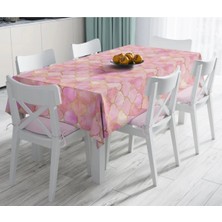 Rem Home Remhome Pudra Zeminli Ogea Desenli Özel Tasarım Modern Leke Tutmaz Masa Örtüsü 90 x 90 cm