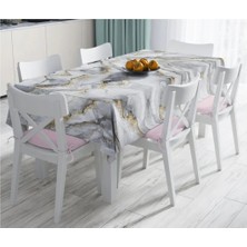Rem Home Remhome Modern Mermer Desenli Dijital Baskılı Leke Tutmaz Masa ÖRTÜSÜ-120X140 cm