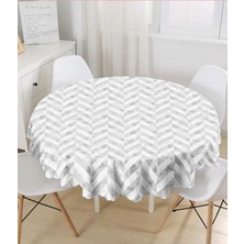 Rem Home Remhome Geometrik Desenli Mermer Zeminli Modern Yuvarlak Masa Örtüsü - Çap 140CM 140 x 140 cm