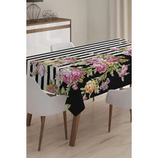 Rem Home Remhome Modern Çiçek Desenli Dijital Baskılı 3D Masa Örtüsü - 140 x 180 cm