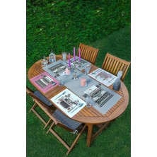 Rem Home Remhome 4+1 Renkli Zemin Antika Daktilo Çizimli Amerikan Servis & Runner Seti
