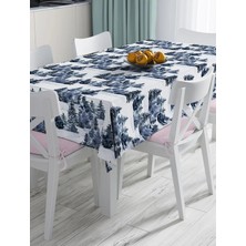 Rem Home Remhome Suluboya Çizimli Kış Temalı Çam Ağaçları Dijital Baskılı Dekoratif Masa Örtüsü 90 x 90 cm