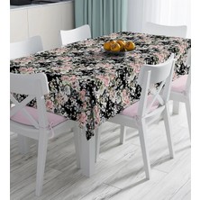 Rem Home Remhome Renkli Zemin Üzerinde Çiçek Desenli Dijital Baskılı Masa Örtüsü 90 x 90 cm