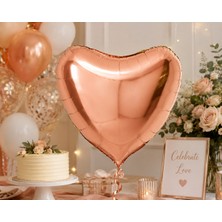 Dodomar Rose Gold Kalp Folyo Balon 18 Inç Doğum Günü Parti Süsü Dekorasyon Balonu Helyumlu