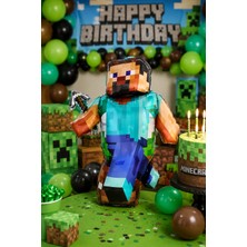 Dodomar Minecraft Steve Folyo Balon 90X75 cm Doğum Günü Parti Dekorasyon Balonu