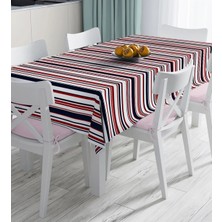 Rem Home Remhome Beyaz Zemınde Renkli Cizgi Detaylı Dijital Baskılı Masa Örtüsü 90 x 90 cm