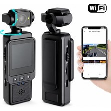 Qasul Wifi Akıllı Mini Vücut Kamerası 180° Döner Lens, Telefon Bağlantılı, Taşınabilir Video Kayıt