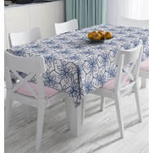 Rem Home Remhome Gri Zemiminde Geometrik Çiçek Motifli Dijital Baskılı Masa Örtüsü 90 x 90 cm