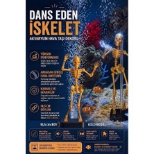 Kanki Pet 3D Baskı Gold Dans Eden Iskelet Akvaryum Hava Taşı 18,5 cm