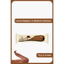 Ülker LAVİVA Sütlü ve Bitter Çikolata Dolgulu ve Kakaolu Bisküvili Bar - 35 gram - 24 Adet