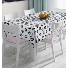 Rem Home Remhome Köpek Ayak Izi Desenli Dijital Baskılı Modern Masa Örtüsü 90 x 90 cm