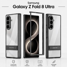 Monsgeek Samsung Galaxy Z Fold 8 Ultra Uyumlu Kılıf Şeffaf Arka Kapak Kick Standlı Kamera Korumalı Magnetik Menteşeli