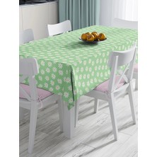 Rem Home Remhome Yeşil Zemin Papatya Özel Tasarımlı Dijital Baskılı Modern Masa Örtüsü 90 x 90 cm
