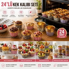 Trendhane 24’lü Yuvarlak Kek Kalıbı Seti 5x4 cm – Renkli Desenli Tek Kullanımlık Pişirme Kabı, Muffin, Cupcake, Kek ve Tatlı Için Fırına Uygun Sunum Kalıbı