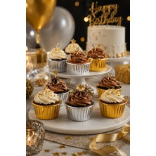 Dodomar Cupcake Kapsülü 24'lü 12 Gold 12 Gümüş Varaklı Asetat Kutulu Kek Muffin Pişirme ve Sunum Kapsülü