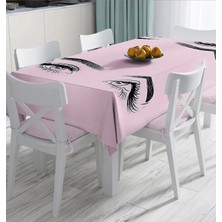 Rem Home Remhome Pembe Zeminde Kirpik Motifli Özel Tasarım Dijital Baskılı Masa Örtüsü 90 x 90 cm