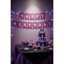 Dodomar Kuromi Happy Birthday Banner Flama 17X170 cm Asmalı Doğum Günü Parti Süsü