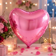 Dodomar Pembe Kalp Folyo Balon 18 Inç Sevgililer Günü Doğum Günü Parti Süsü Dekorasyon Balonu