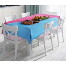 Rem Home Remhome Mavi Pembe Ananas Desenli Modern Leke Tutmaz Masa ÖRTÜSÜ-120-140 cm 90 x 90 cm