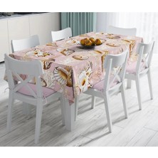 Rem Home Remhome Pembe Zeminde Deniz Kabukları Modern Leke Tutmaz Masa ÖRTÜSÜ-120X140 cm 90 x 90 cm