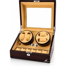 Stand Market Watch Winder Brooklands Collection 4 Slotlu Ultra Sessiz Otomatik Saat Kurma Kutusu (+6 Muhafaza Alanlı, Piano Ebony & Alcantara Kahve)