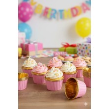 Dodomar Cupcake Kapsülü Pembe Içi Gold Metalize 25LI