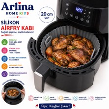 Arlina Home Kids 20 cm Yuvarlak Model  Isıya Dayanıklı Yıkanabilir Silikon Airfryer Pişirme Matı