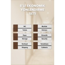 6'lı Ofis Alanları Oda Kapı Isimliği Yönlendirme Tabelası Levhası Seti 25X9CM